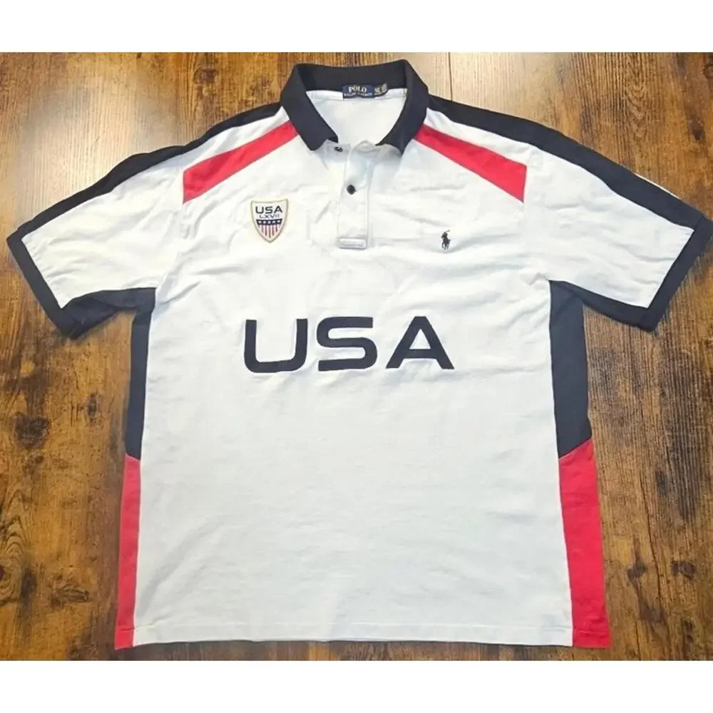 Polo Ralph Lauren Mens Big Tall XL Polo Shirt USA Olympic Team‎ Spell Out B7
